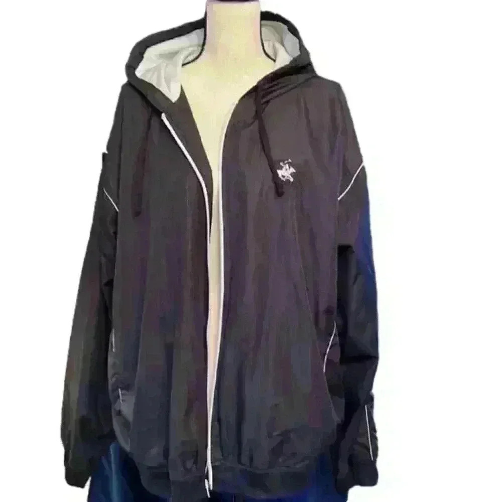Beverly Hills Polo Club Jacket Men's XXL Black Full Zip Windbreaker Hooded